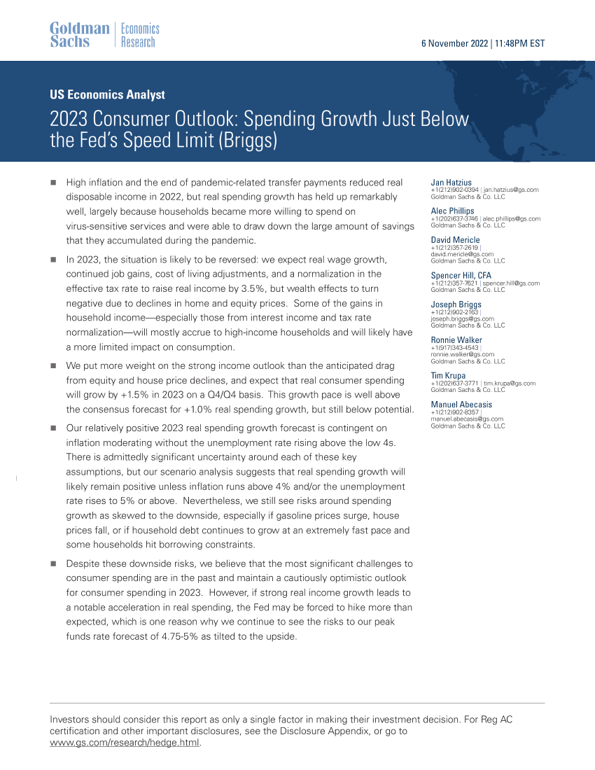 US Economics Analyst_ 2023 Consumer Outlook_ Spending Growth Just Below the Fed’s Speed Limit (Briggs)(1)US Economics Analyst_ 2023 Consumer Outlook_ Spending Growth Just Below the Fed’s Speed Limit (Briggs)(1)_1.png
